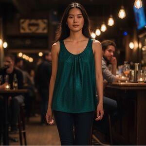 Dsquared2 Night Metallic Green Sleeveless Top Size 40 NWT Made in Italy